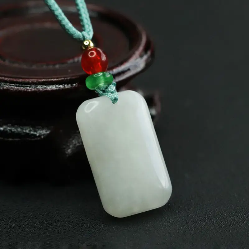 Aiyu Natural Hetian Jade Square Pendant Peace Pendant - Image 6
