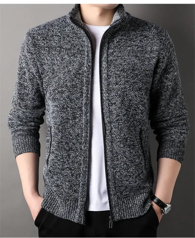 Men's Korean Knitted Cardigan Maroon Business Casual Spring Autumn Wear — feature 17