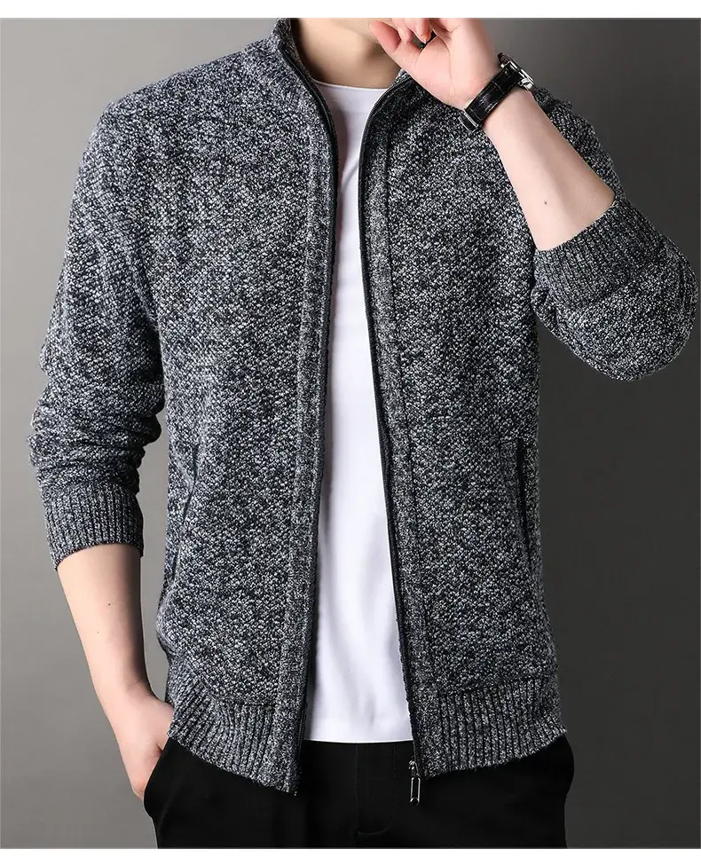 Men's Korean Knitted Cardigan Maroon Business Casual Spring Autumn Wear — feature 18