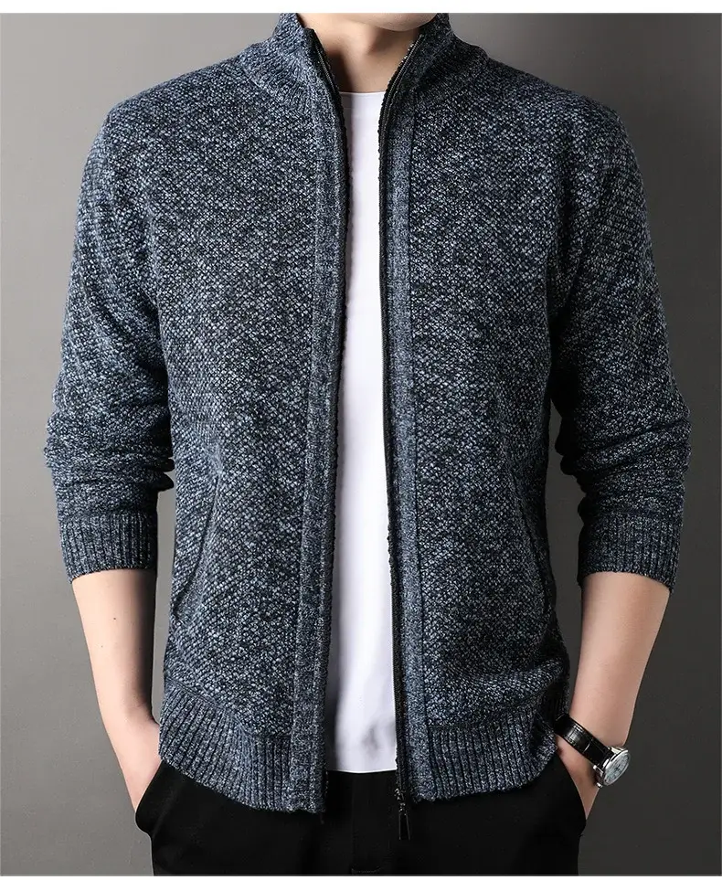 Men's Korean Knitted Cardigan Maroon Business Casual Spring Autumn Wear — feature 19
