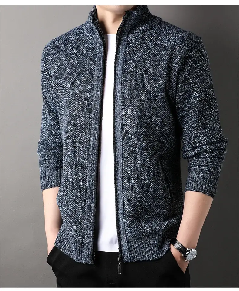 Men's Korean Knitted Cardigan Maroon Business Casual Spring Autumn Wear — feature 20
