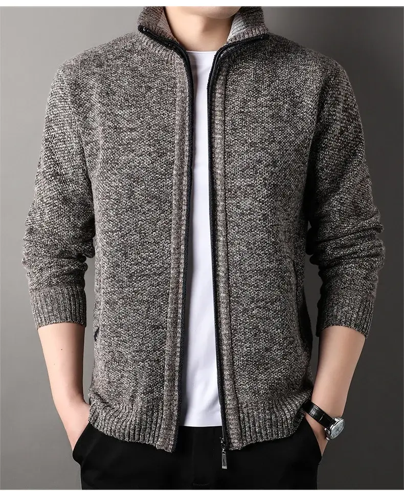 Men's Korean Knitted Cardigan Maroon Business Casual Spring Autumn Wear — feature 21