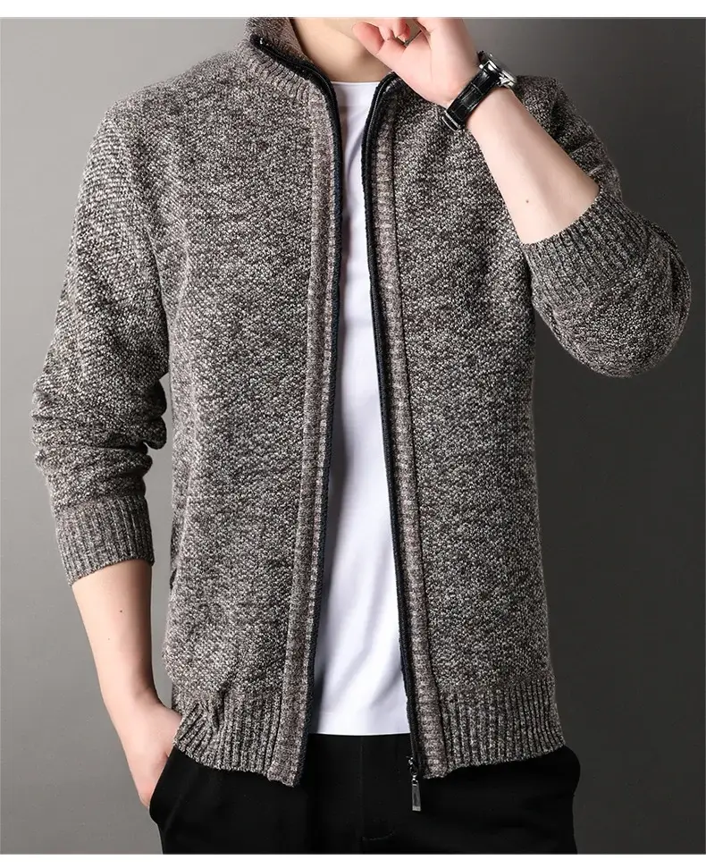 Men's Korean Knitted Cardigan Maroon Business Casual Spring Autumn Wear — feature 22