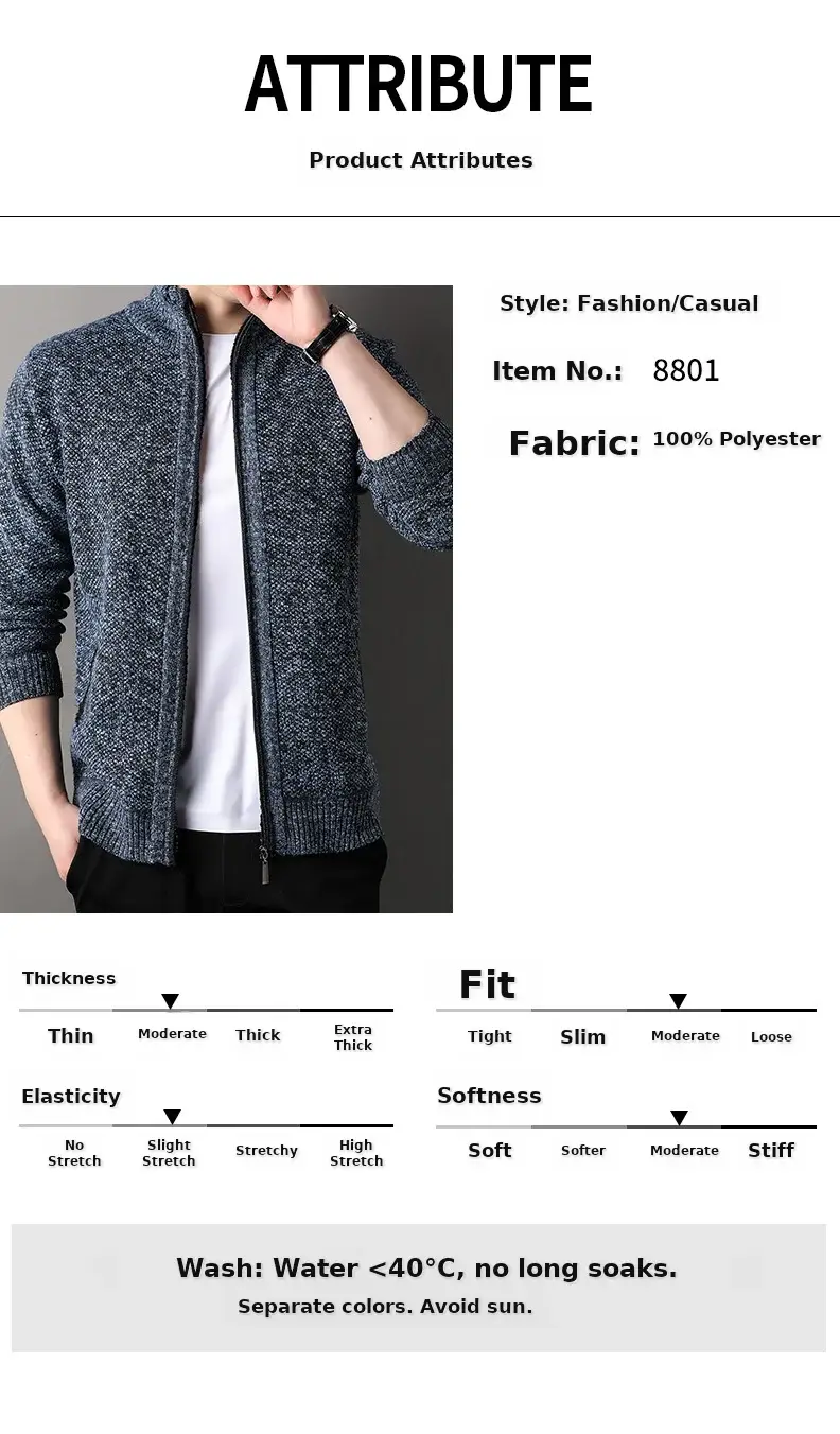Men's Korean Knitted Cardigan Maroon Business Casual Spring Autumn Wear — feature 7