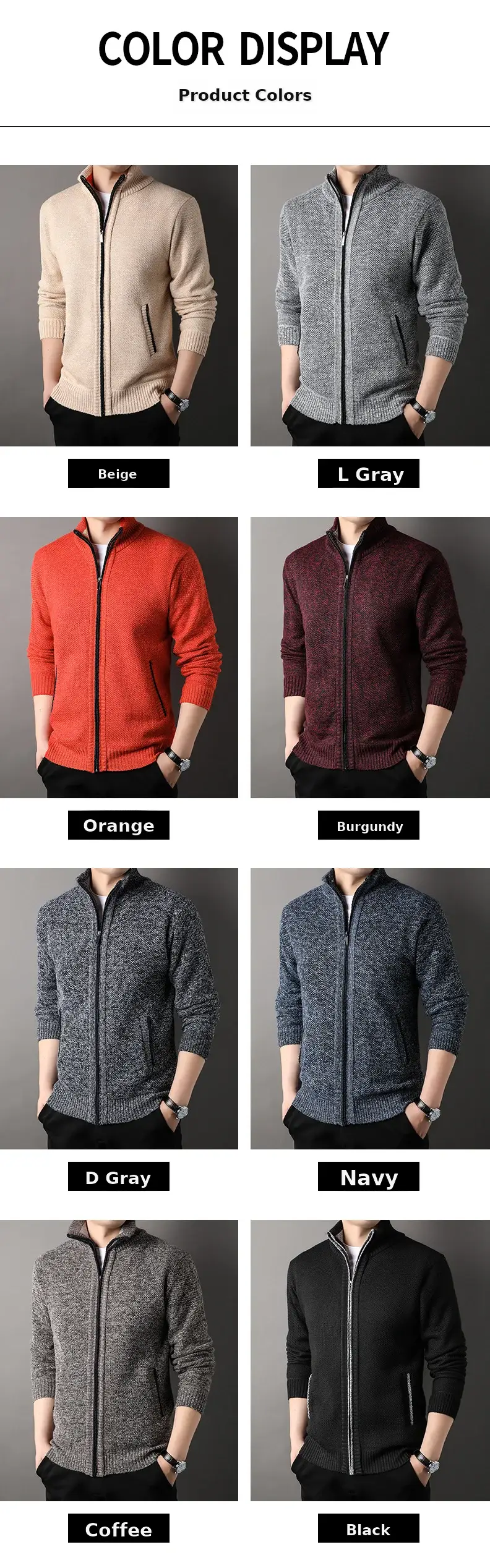 Men's Korean Knitted Cardigan Maroon Business Casual Spring Autumn Wear — feature 8