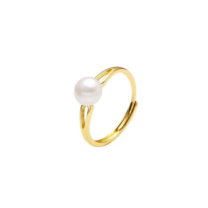 Women's Retro Geometric Pearl Ring Silver - Image 5