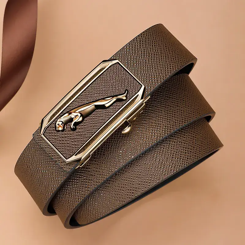 Men's Genuine Leather Toothless Belt Black Business Casual - Image 3