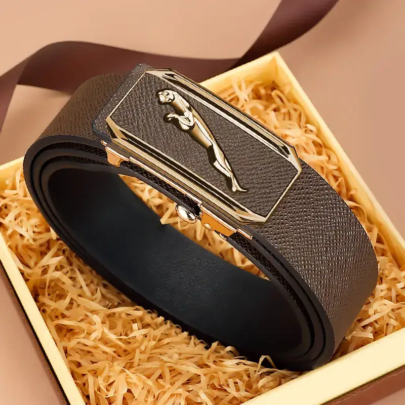 Men's Genuine Leather Toothless Belt Black Business Casual - Image 4
