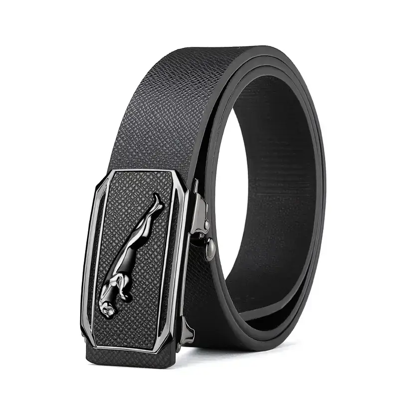 Men's Genuine Leather Toothless Belt Black Business Casual - Image 2