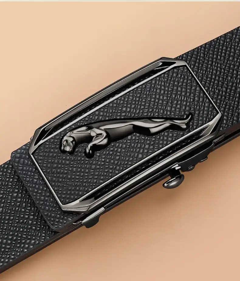Men's Genuine Leather Toothless Belt Black Business Casual β feature 13