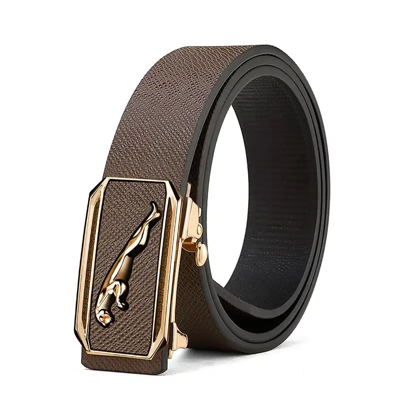 Men's Genuine Leather Toothless Belt Black Business Casual