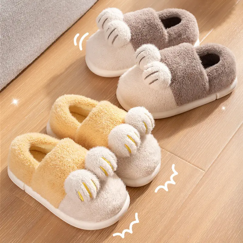 Men's Winter Cat Paw Home Slippers with Heel Cover, 2026 New Model, Outdoor Wear, Fleece-Lined, Warm Winter Cotton Shoes for Women - Image 9