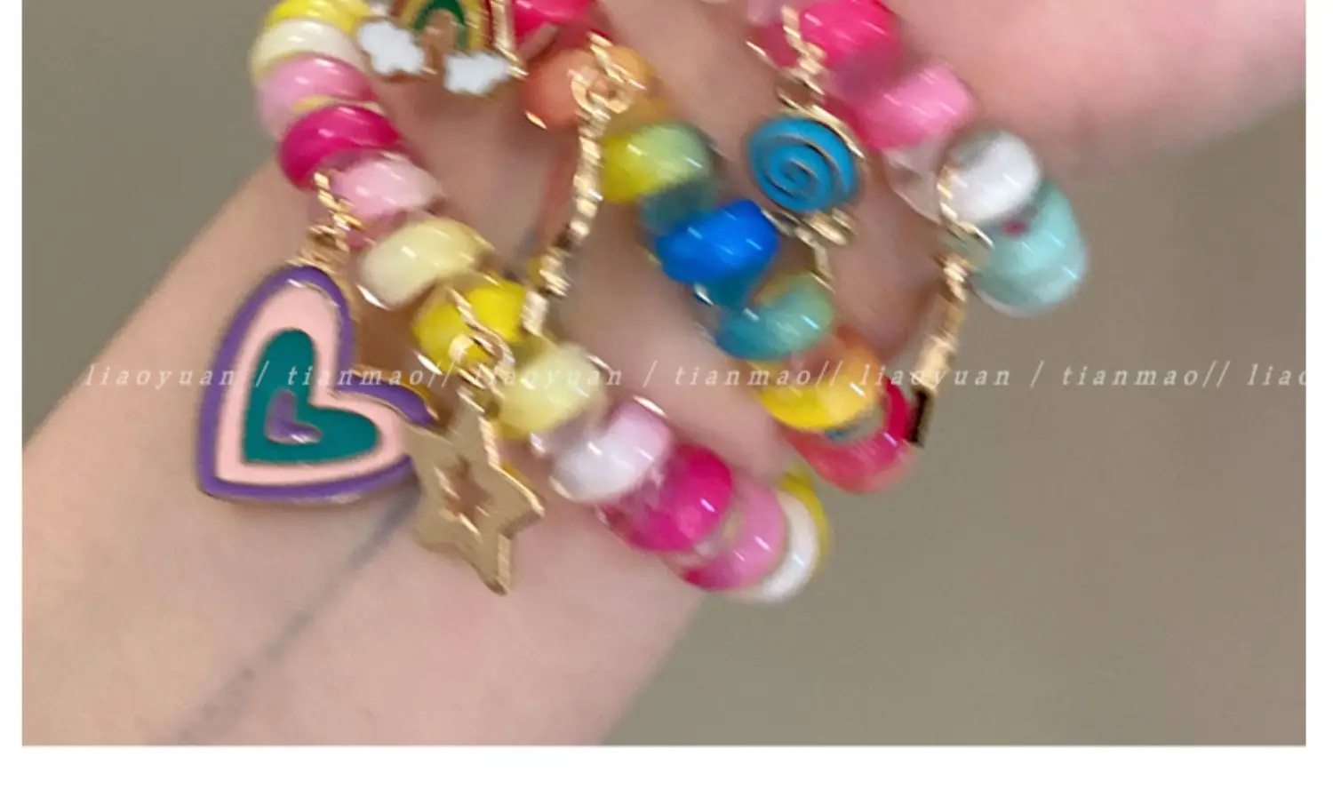 Rainbow Phone Rope Hair Tie for Girls, No Trace, No Damage, Simple Rubber Band, Female Hair Tie, Cartoon — feature 1