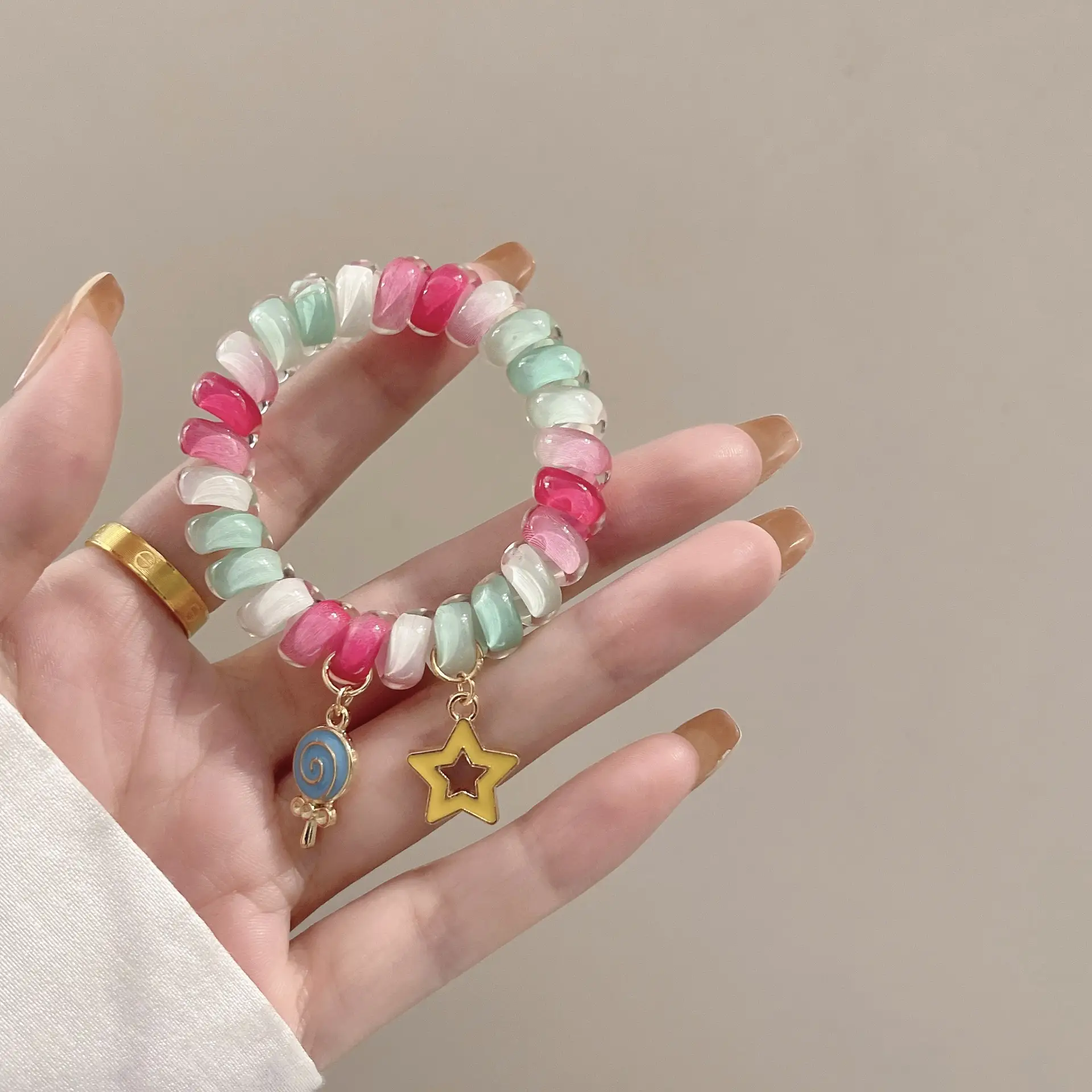 Rainbow Phone Rope Hair Tie for Girls, No Trace, No Damage, Simple Rubber Band, Female Hair Tie, Cartoon - Image 2