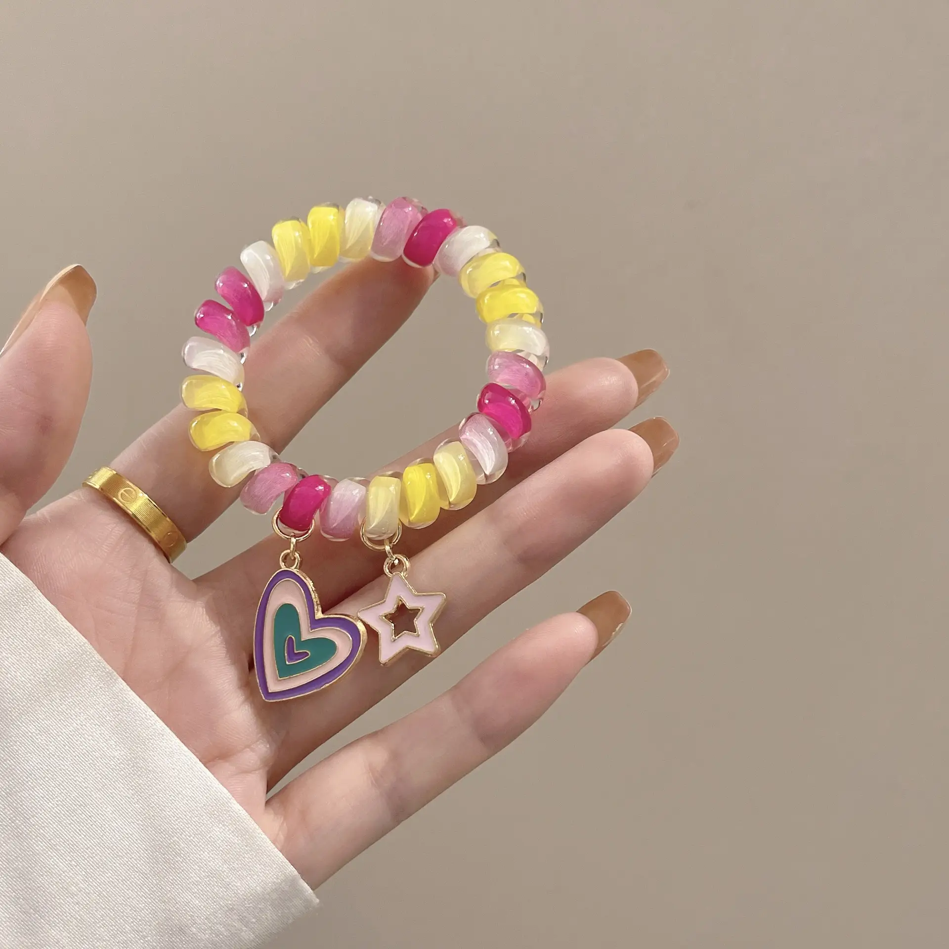 Rainbow Phone Rope Hair Tie for Girls, No Trace, No Damage, Simple Rubber Band, Female Hair Tie, Cartoon - Image 5
