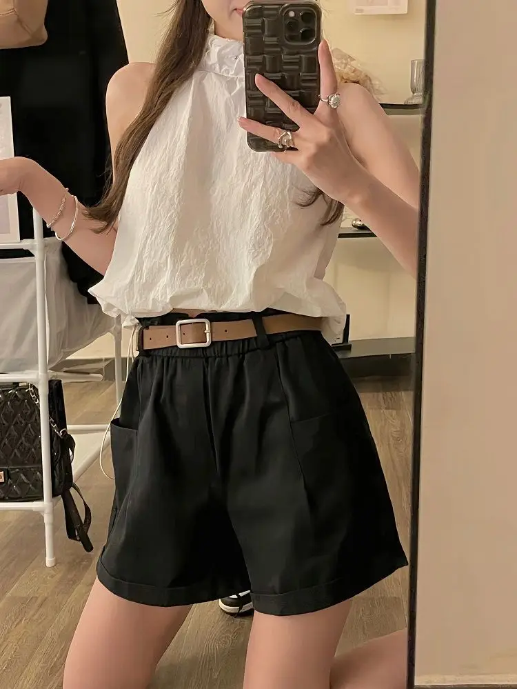 Washed Cotton New Cargo Shorts High Waist Slim — feature 11