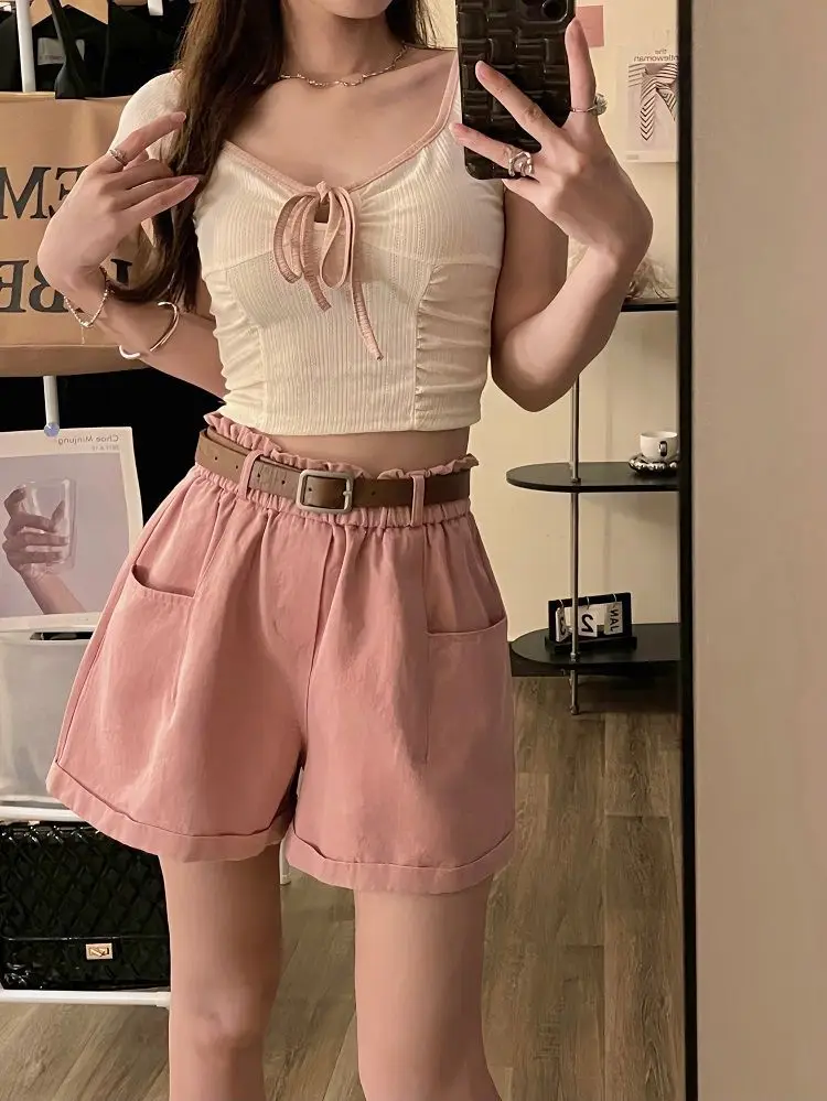 Washed Cotton New Cargo Shorts High Waist Slim — feature 16