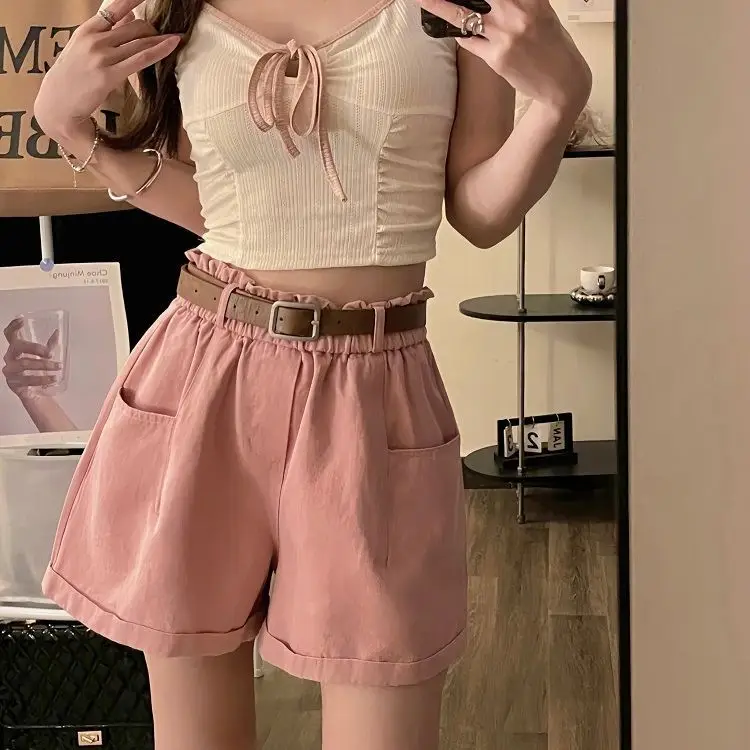 Washed Cotton New Cargo Shorts High Waist Slim — feature 17