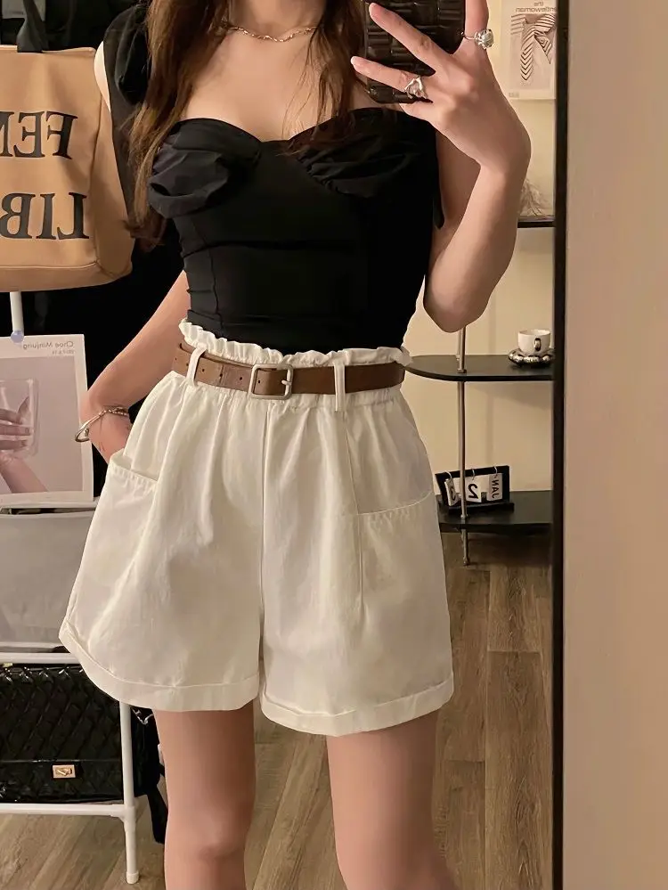 Washed Cotton New Cargo Shorts High Waist Slim — feature 21