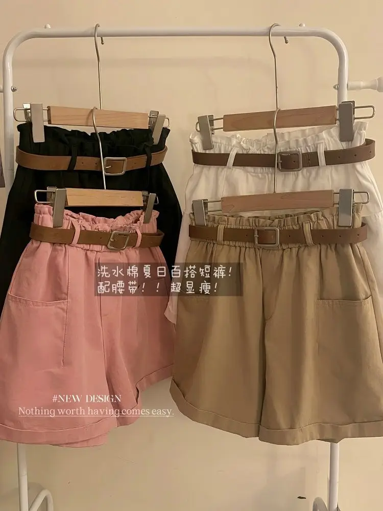 Washed Cotton New Cargo Shorts High Waist Slim — feature 23