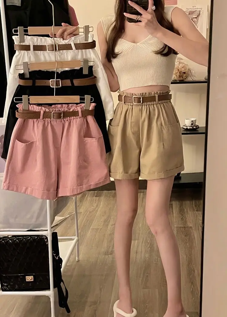 Washed Cotton New Cargo Shorts High Waist Slim — feature 3