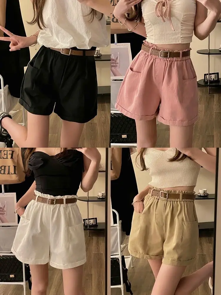 Washed Cotton New Cargo Shorts High Waist Slim — feature 5