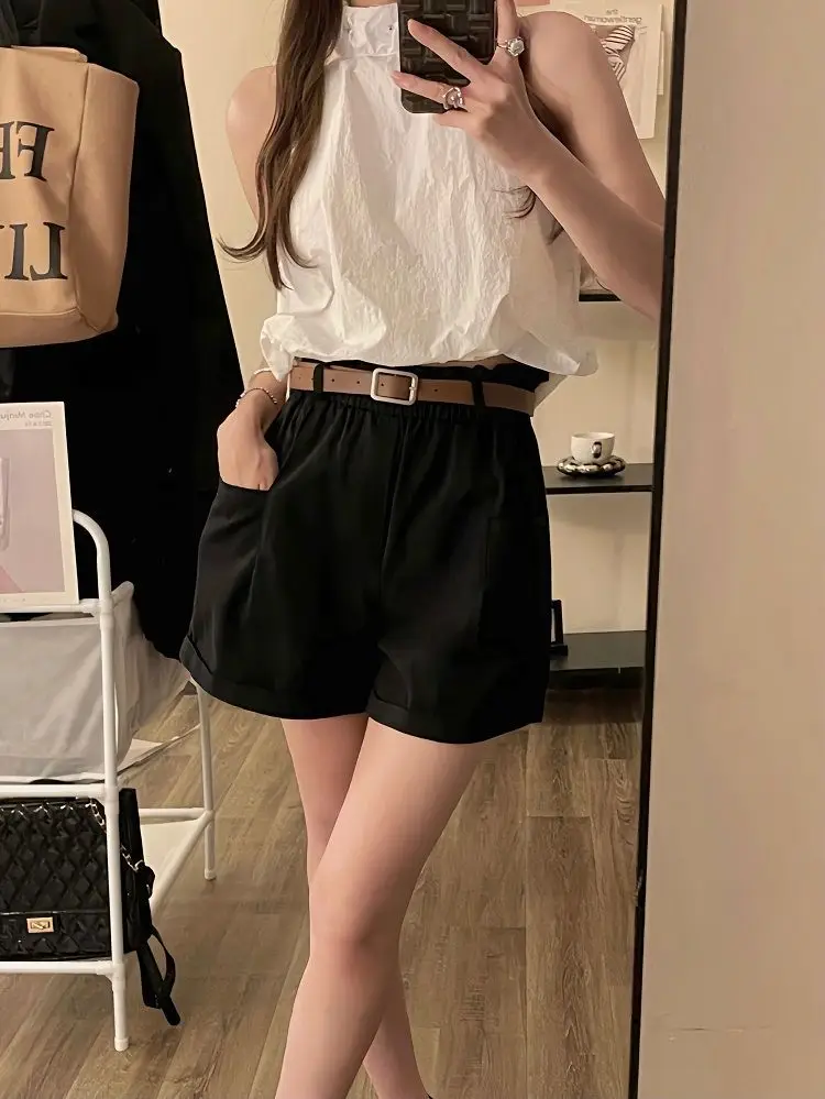 Washed Cotton New Cargo Shorts High Waist Slim — feature 8