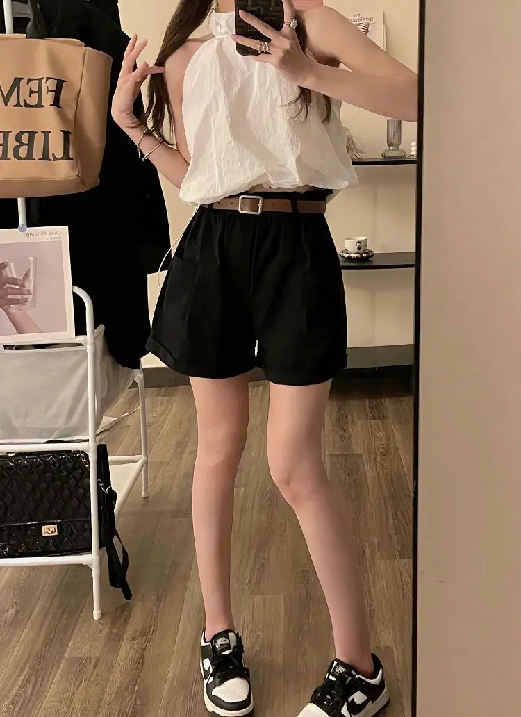 Washed Cotton New Cargo Shorts High Waist Slim — feature 9