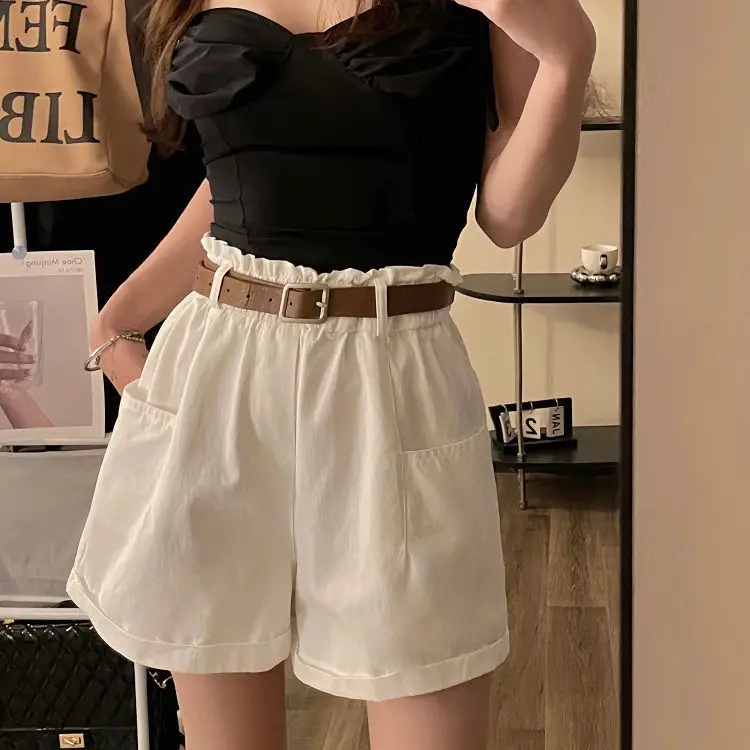 Washed Cotton New Cargo Shorts High Waist Slim