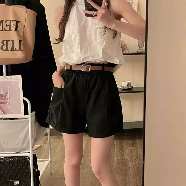 Washed Cotton New Cargo Shorts High Waist Slim
