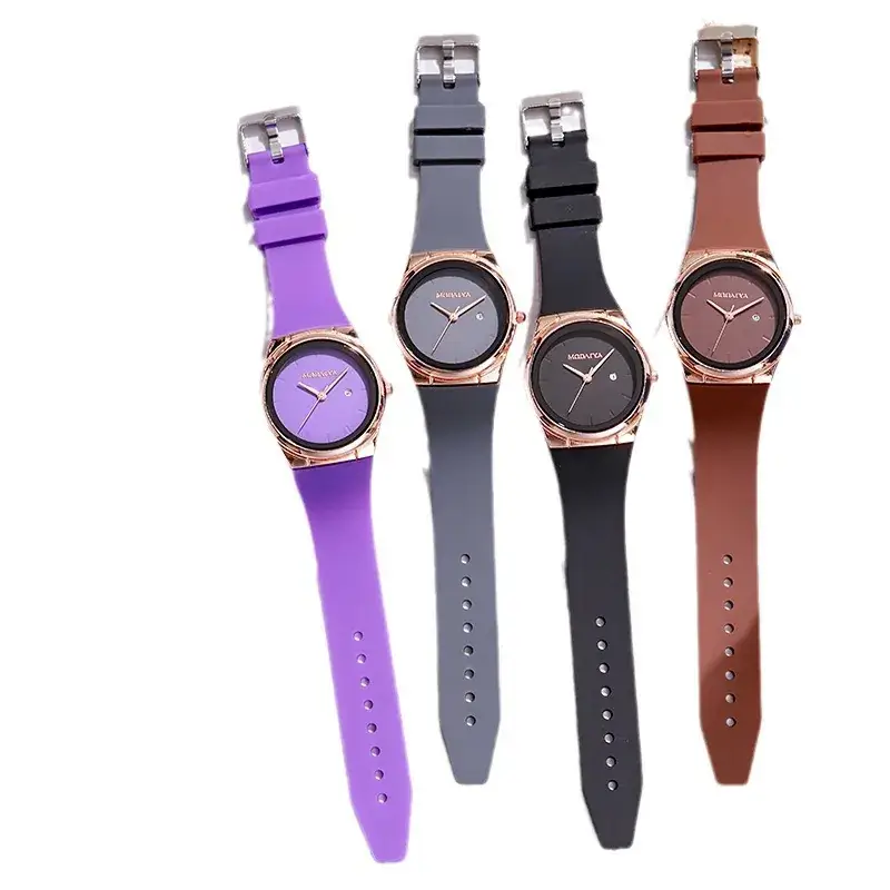 Women's Silicone Strap Watch with Rose Gold Dial