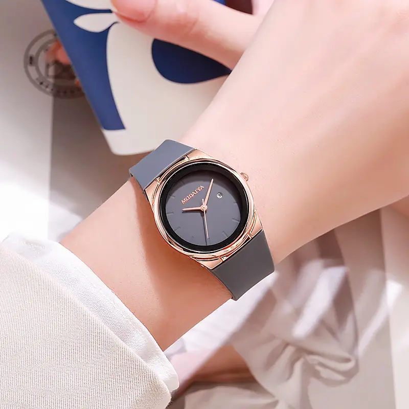 Women's Silicone Strap Watch with Rose Gold Dial — feature 2