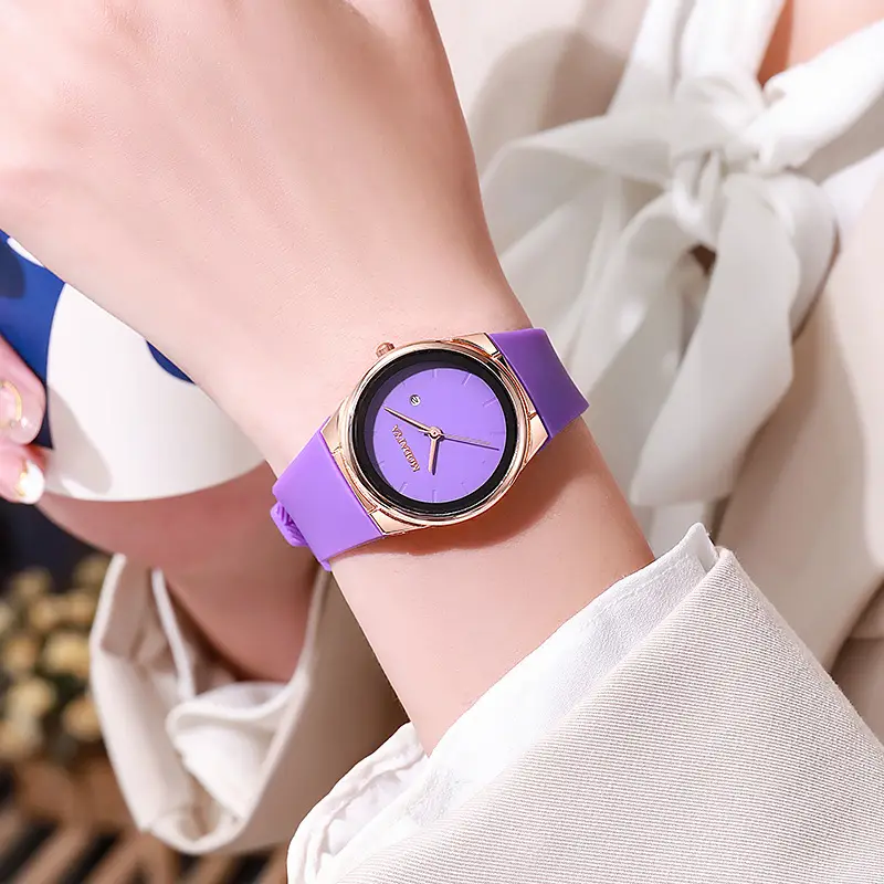 Women's Silicone Strap Watch with Rose Gold Dial — feature 4