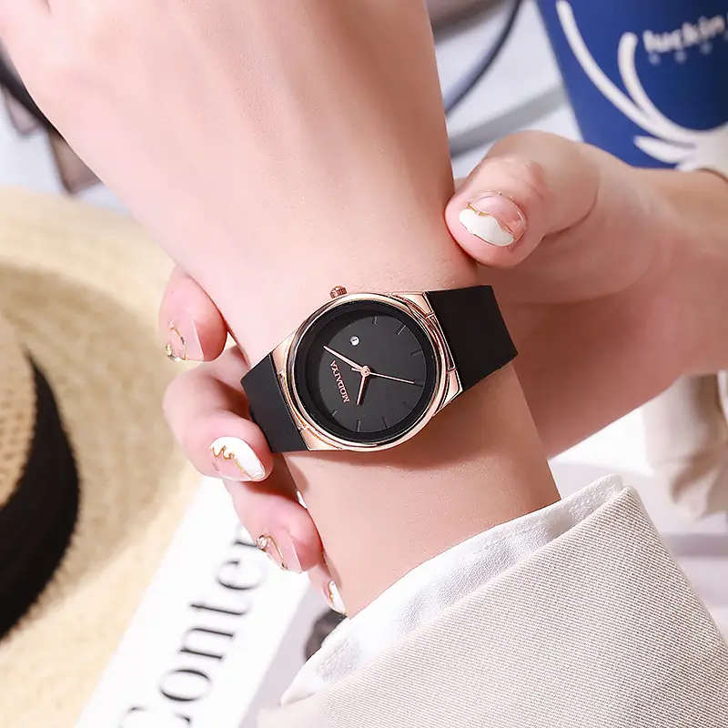 Women's Silicone Strap Watch with Rose Gold Dial — feature 6