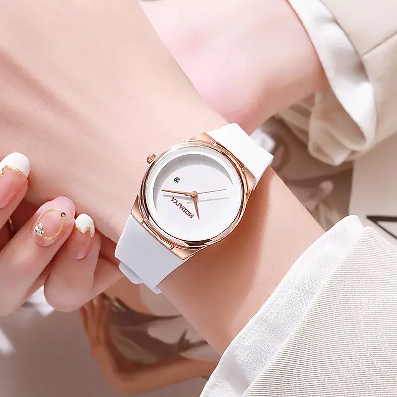 Women's Silicone Strap Watch with Rose Gold Dial