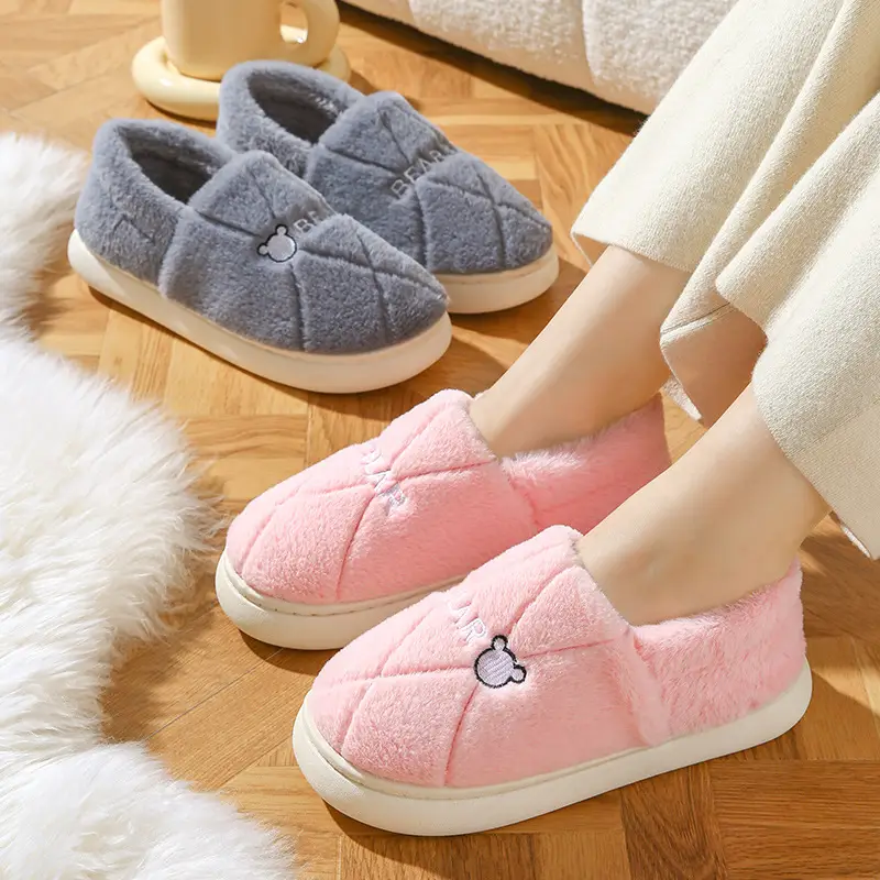 2026 New Style Home Cotton Slippers for Women, Winter Thickened Non-Slip Indoor Plush Warm Cotton Slippers for Men with Heel Cover - Image 7