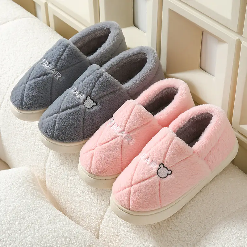 2026 New Style Home Cotton Slippers for Women, Winter Thickened Non-Slip Indoor Plush Warm Cotton Slippers for Men with Heel Cover - Image 9