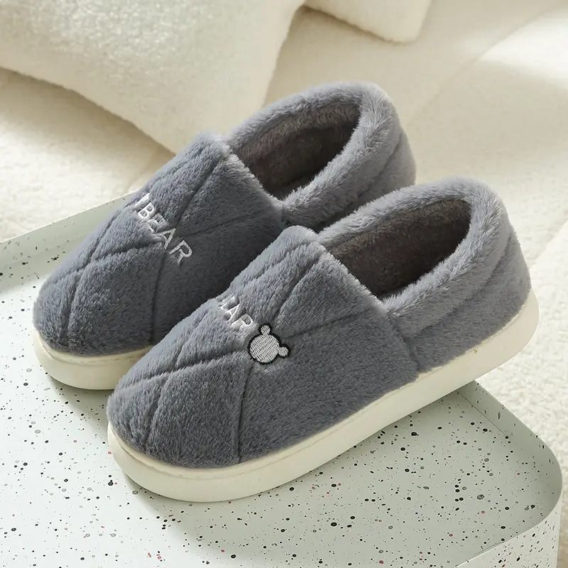 2026 New Style Home Cotton Slippers for Women, Winter Thickened Non-Slip Indoor Plush Warm Cotton Slippers for Men with Heel Cover - Image 4