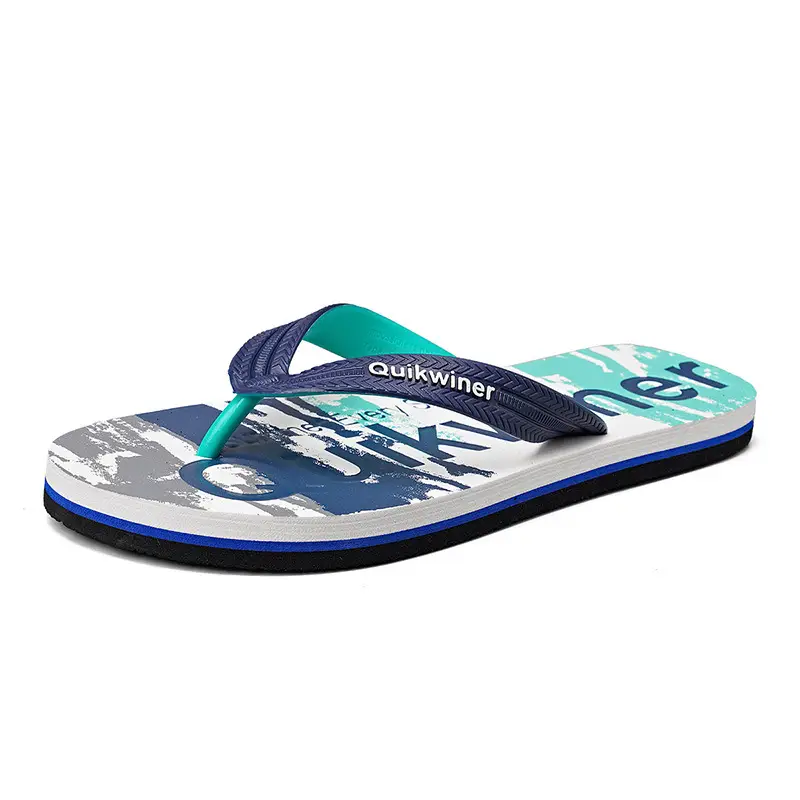 Men's Printed Green Flip Flops Summer Wear