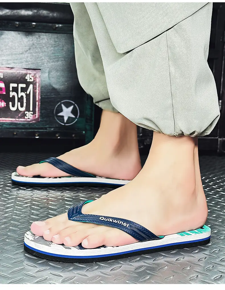 Men's Printed Green Flip Flops Summer Wear — feature 20