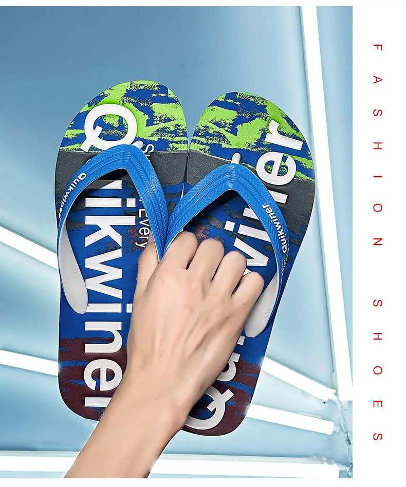 Men's Printed Green Flip Flops Summer Wear — feature 21