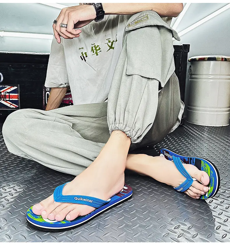 Men's Printed Green Flip Flops Summer Wear — feature 22