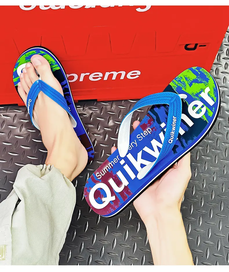 Men's Printed Green Flip Flops Summer Wear — feature 24