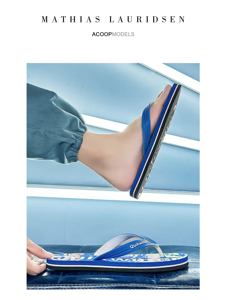 Men's Printed Green Flip Flops Summer Wear — feature 3
