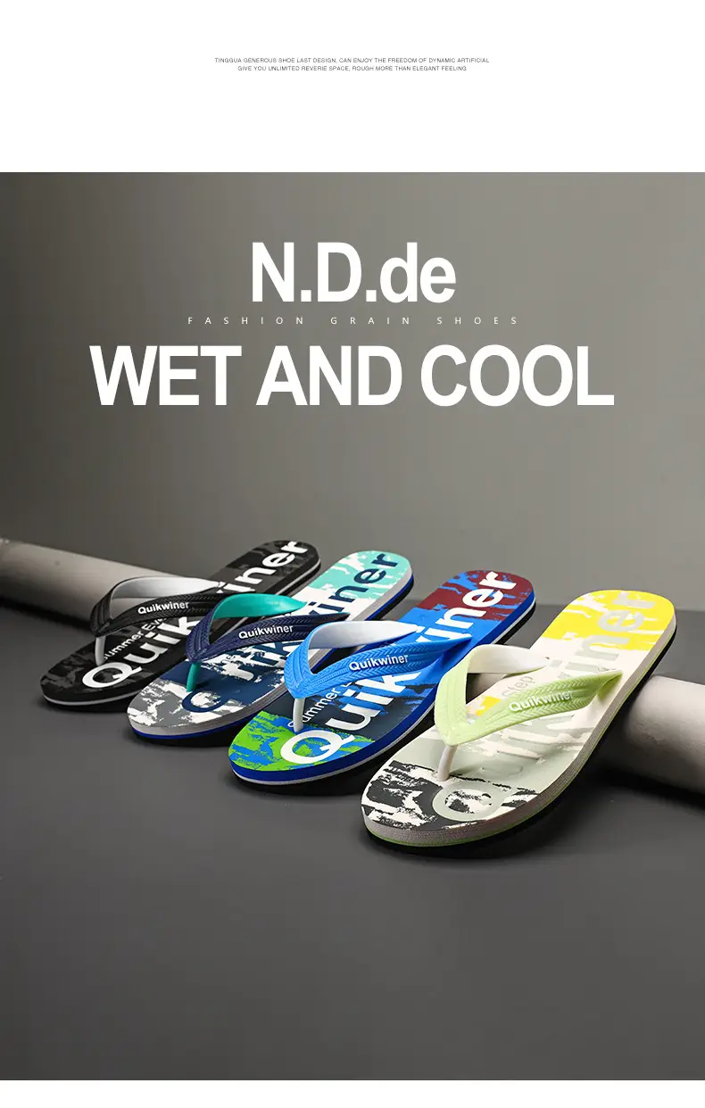 Men's Printed Green Flip Flops Summer Wear — feature 4