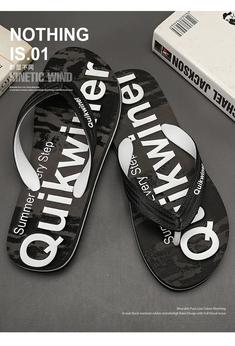 Men's Printed Green Flip Flops Summer Wear — feature 6