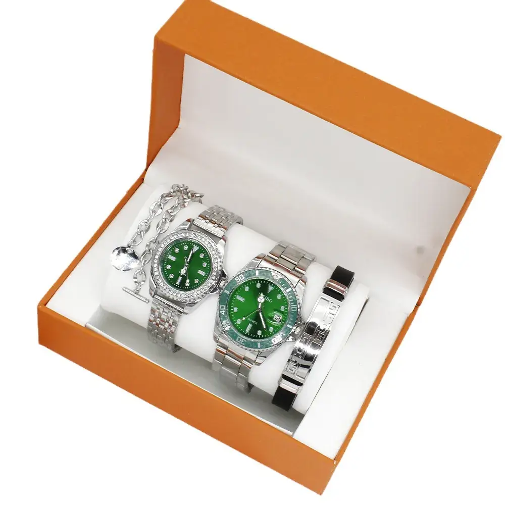 Couple Wrist Watches Green Green Quartz Bracelet Box - Image 5