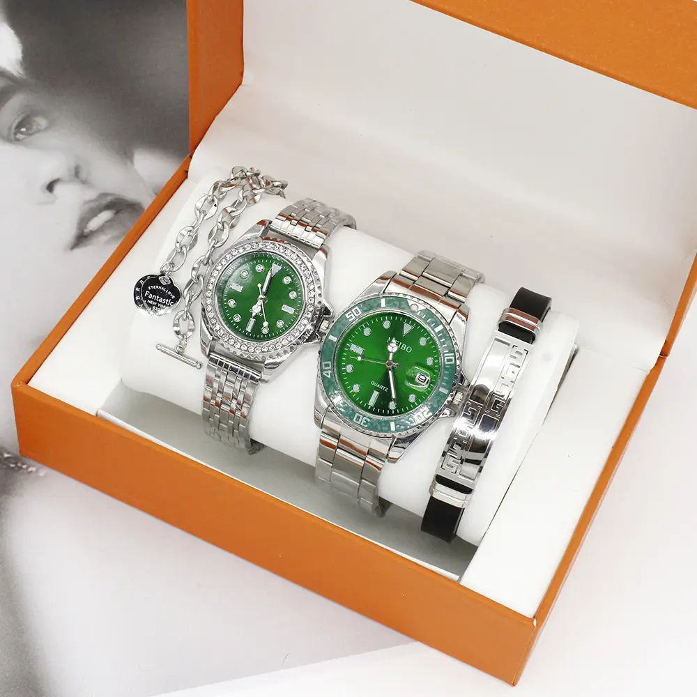 Couple Wrist Watches Green Green Quartz Bracelet Box — feature 10