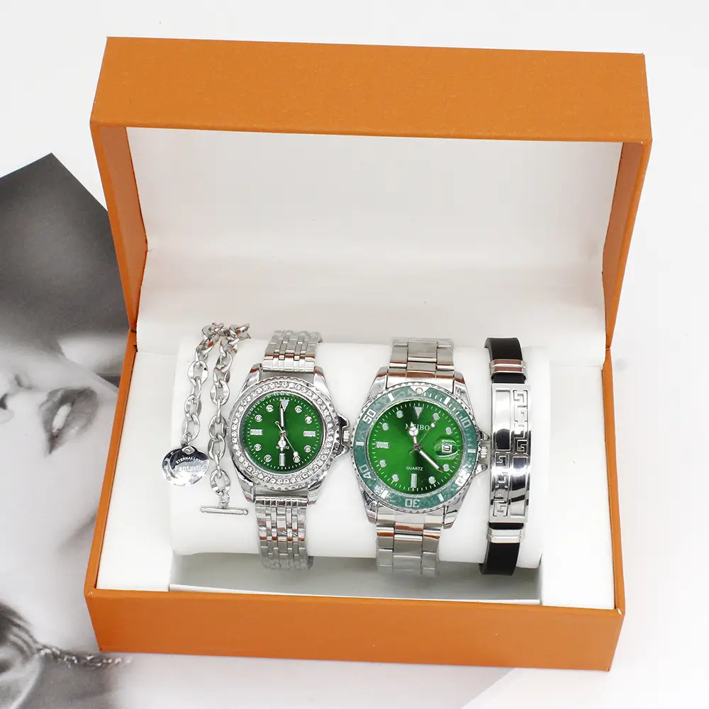 Couple Wrist Watches Green Green Quartz Bracelet Box — feature 7