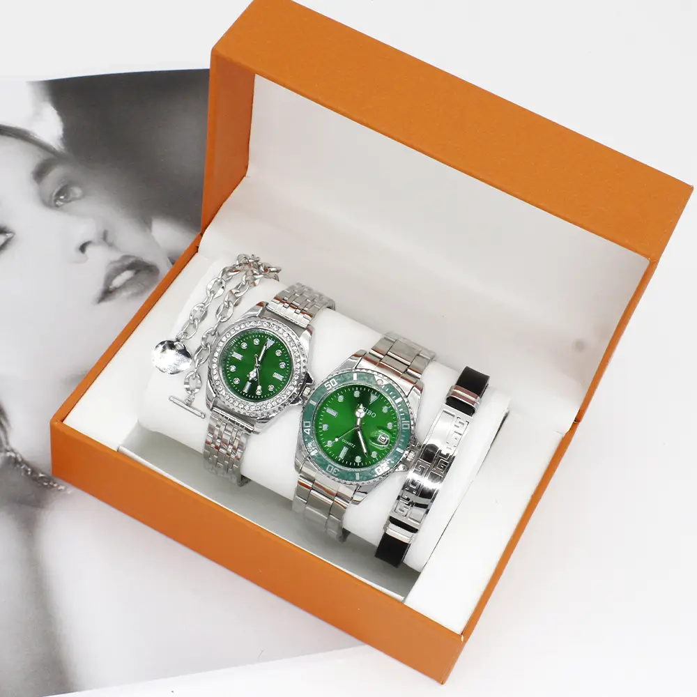 Couple Wrist Watches Green Green Quartz Bracelet Box — feature 8